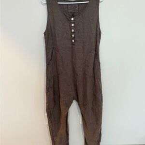 Claudio Milano Drop Crotch Linen Jumpsuit